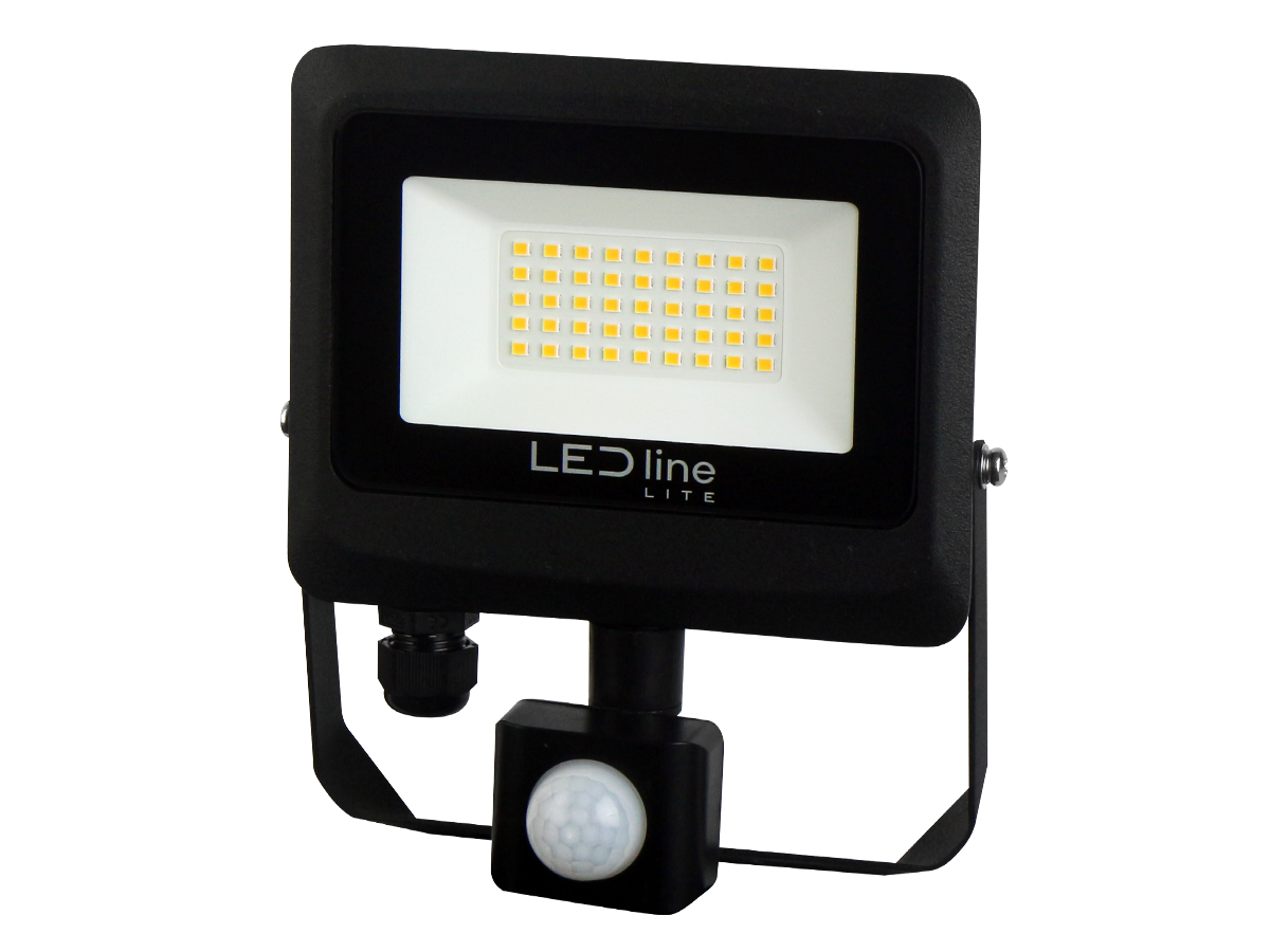 30W LED Flood Light | PIR Sensor | 3000lm | 4000K | IP65