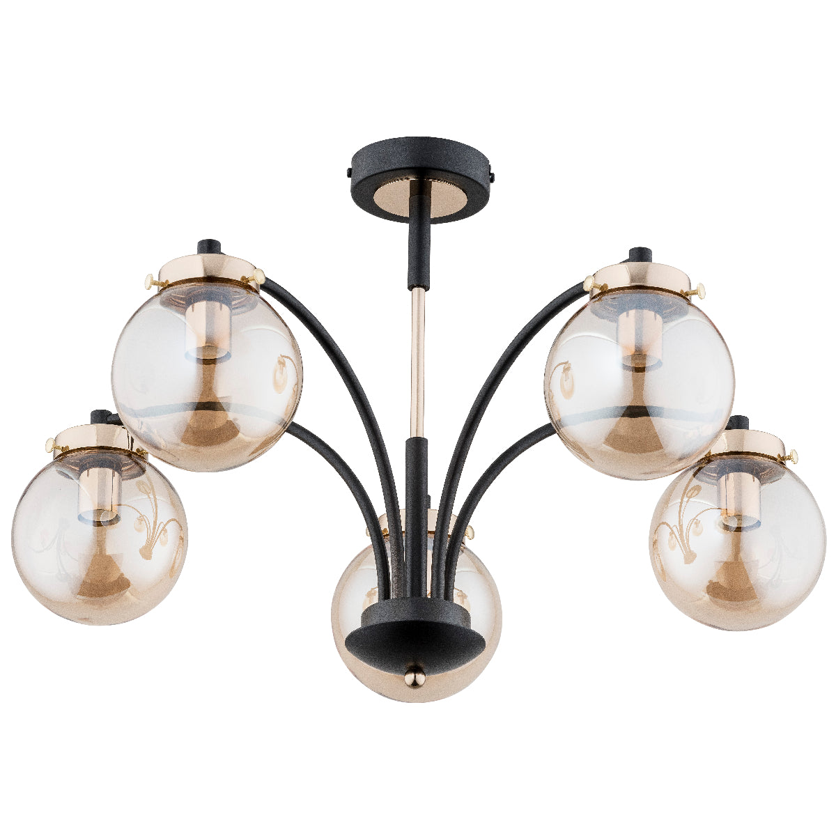 CEILING LAMP ALFA VIOLA Black & Gold 5 x E14