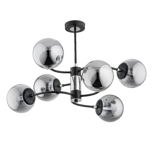 CEILING LAMP ALFA DEMA Chrome & Black 6 x E14