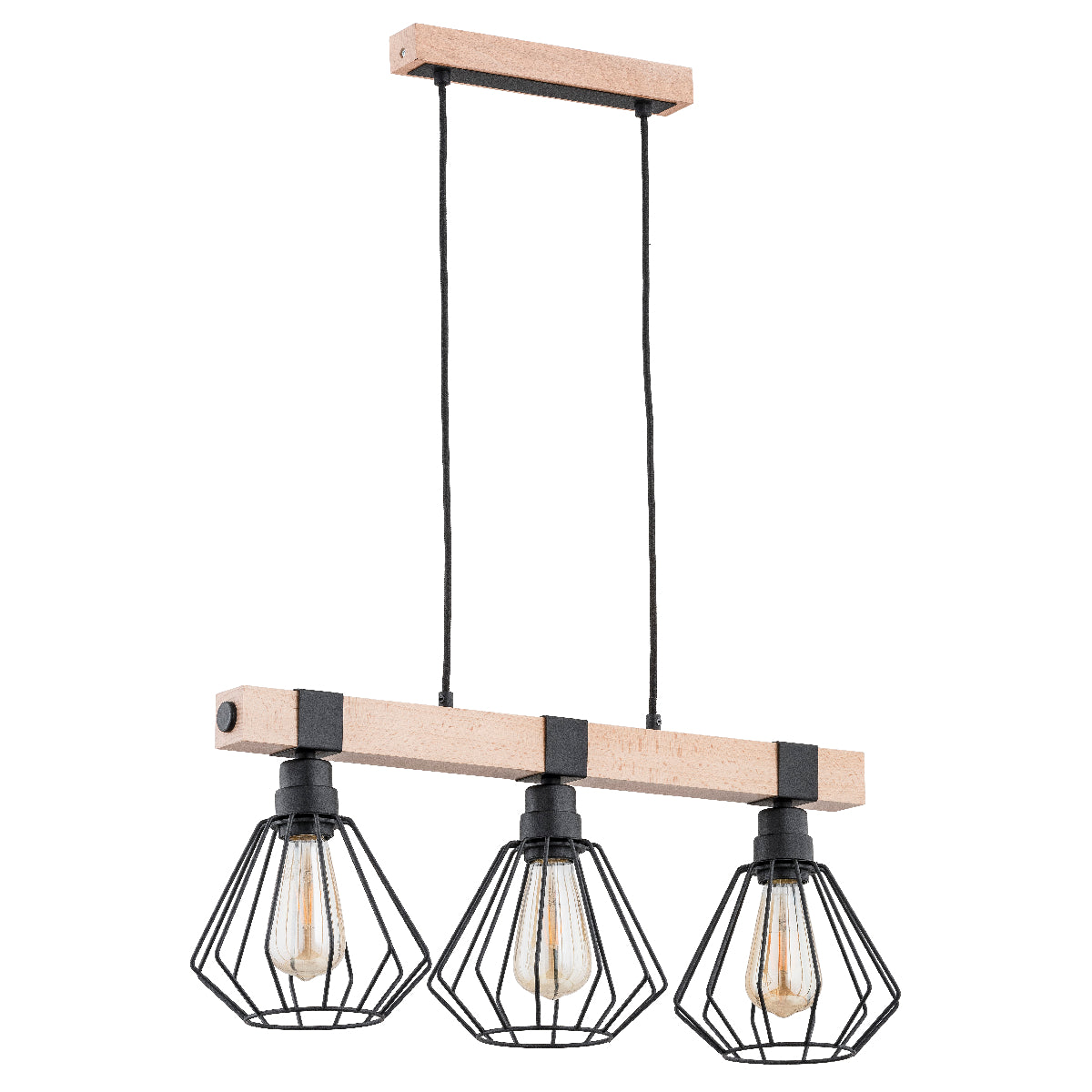 PENDANT LAMP ALFA FIBIA Wooden 3 x E27