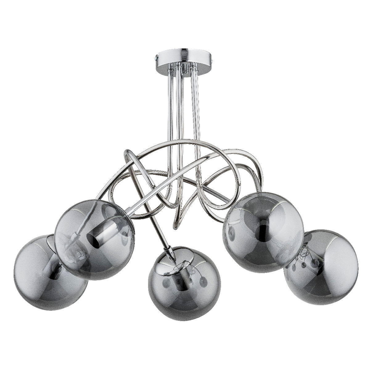 CEILING LAMP ALFA TANGO GLASS Chrome 5 x E14