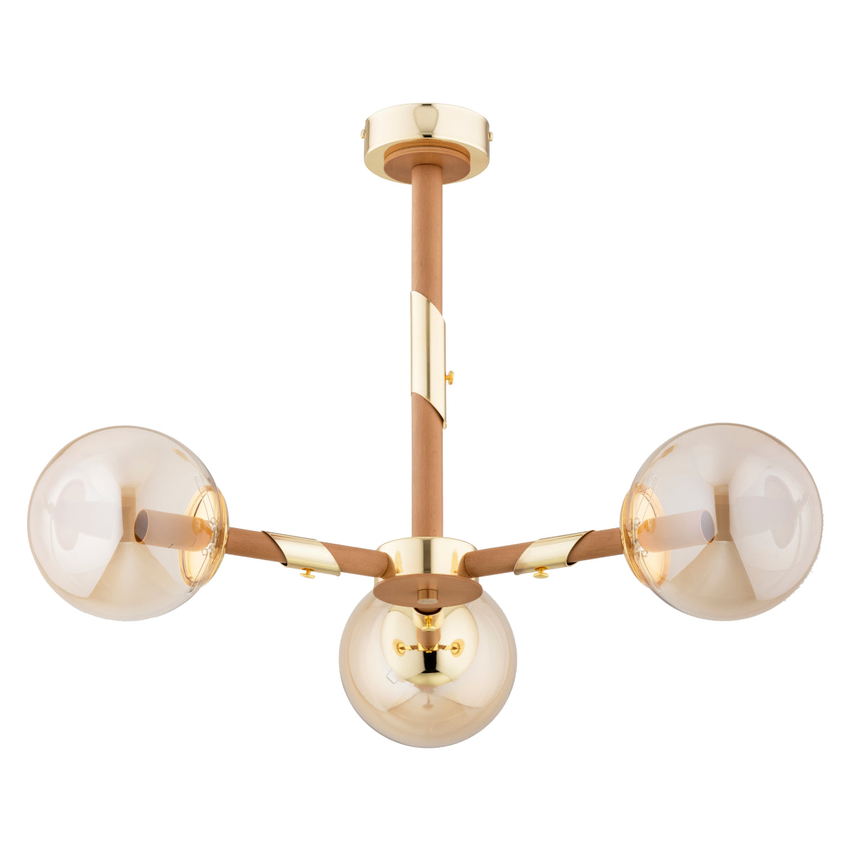 CEILING LAMP ALFA GELIA Gold & Wooden 3 x E14
