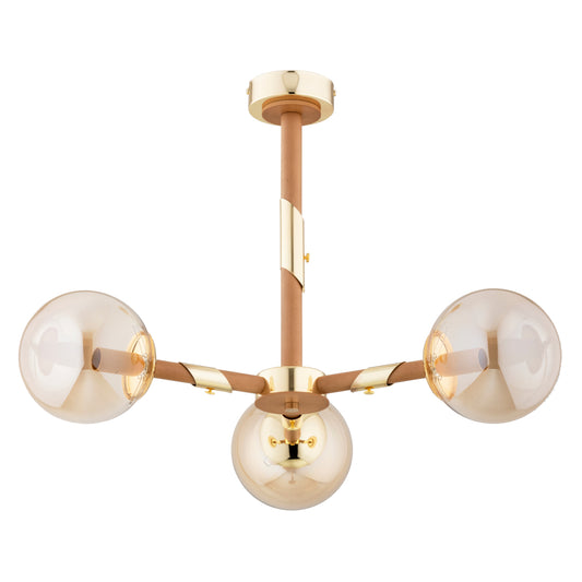 CEILING LAMP ALFA GELIA Gold &  Wooden 3 x E14