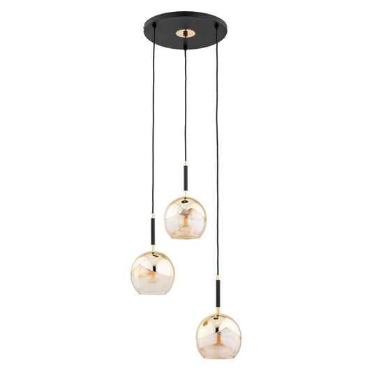 PENDANT LAMP ALFA PRADA Gold & Black 3 x E27