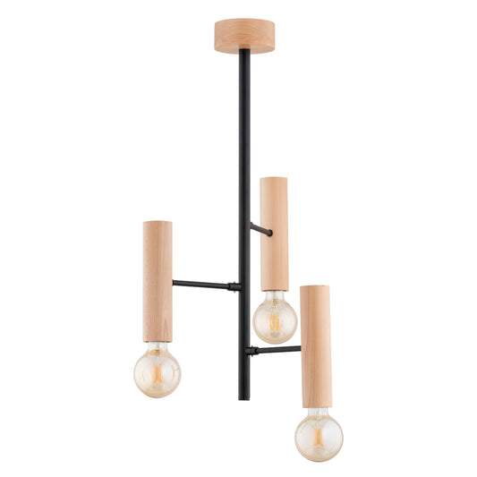CEILING LAMP ALFA FLARA  Wooden & Black 3 x E27