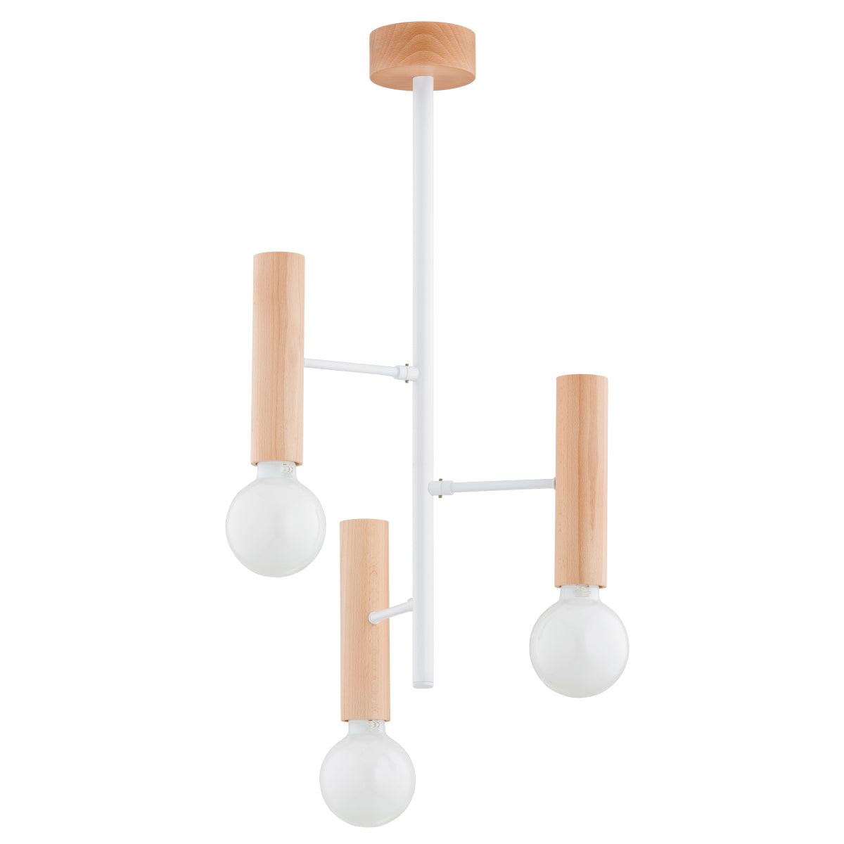 CEILING LAMP ALFA FLARA Wooden & White 3 x E27