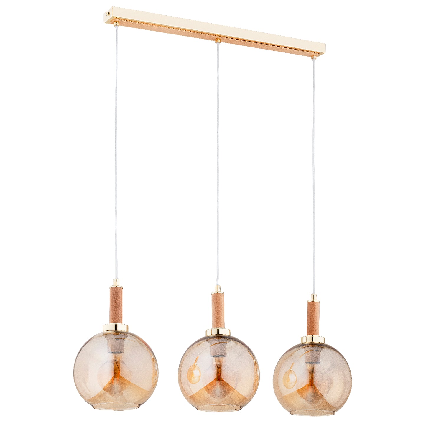 PENDANT LAMP ALFA HETTY Wooden & Gold 3 x E27