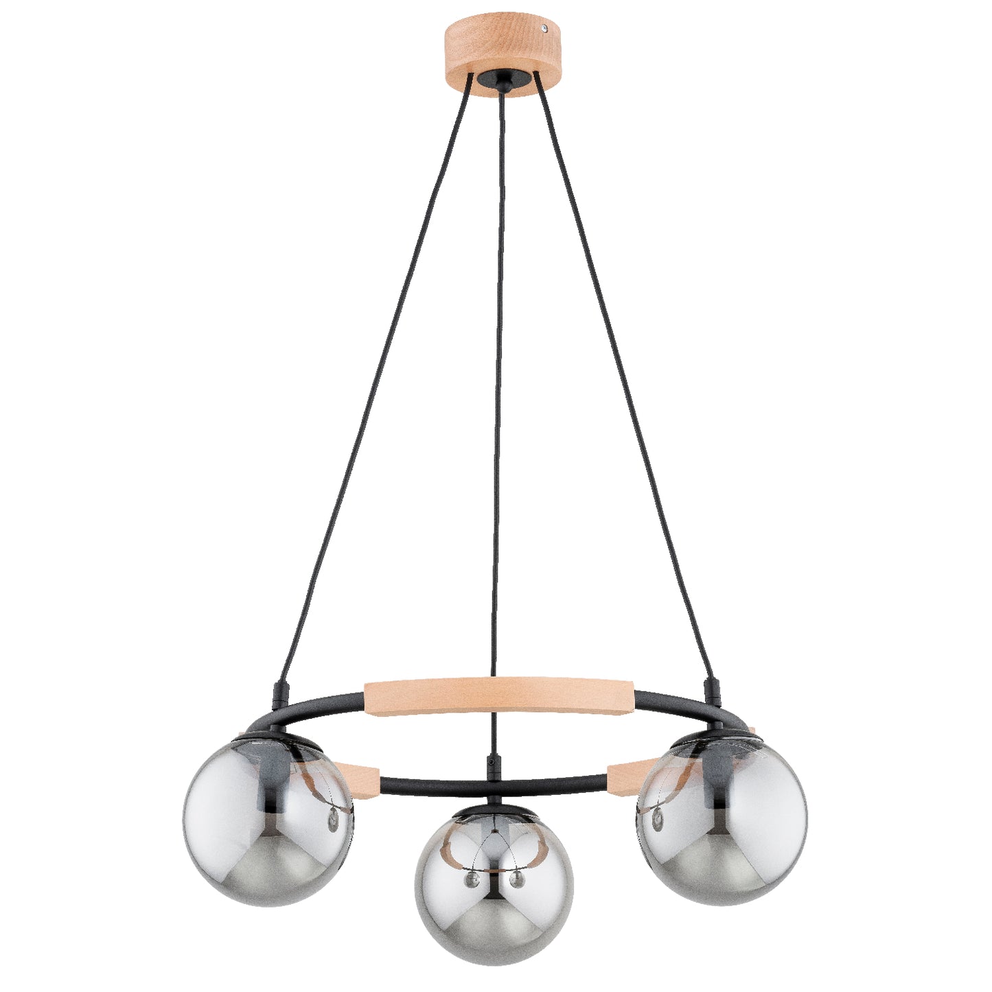 PENDANT LAMP ALFA AKSJA Wooden & Black 3 x E14