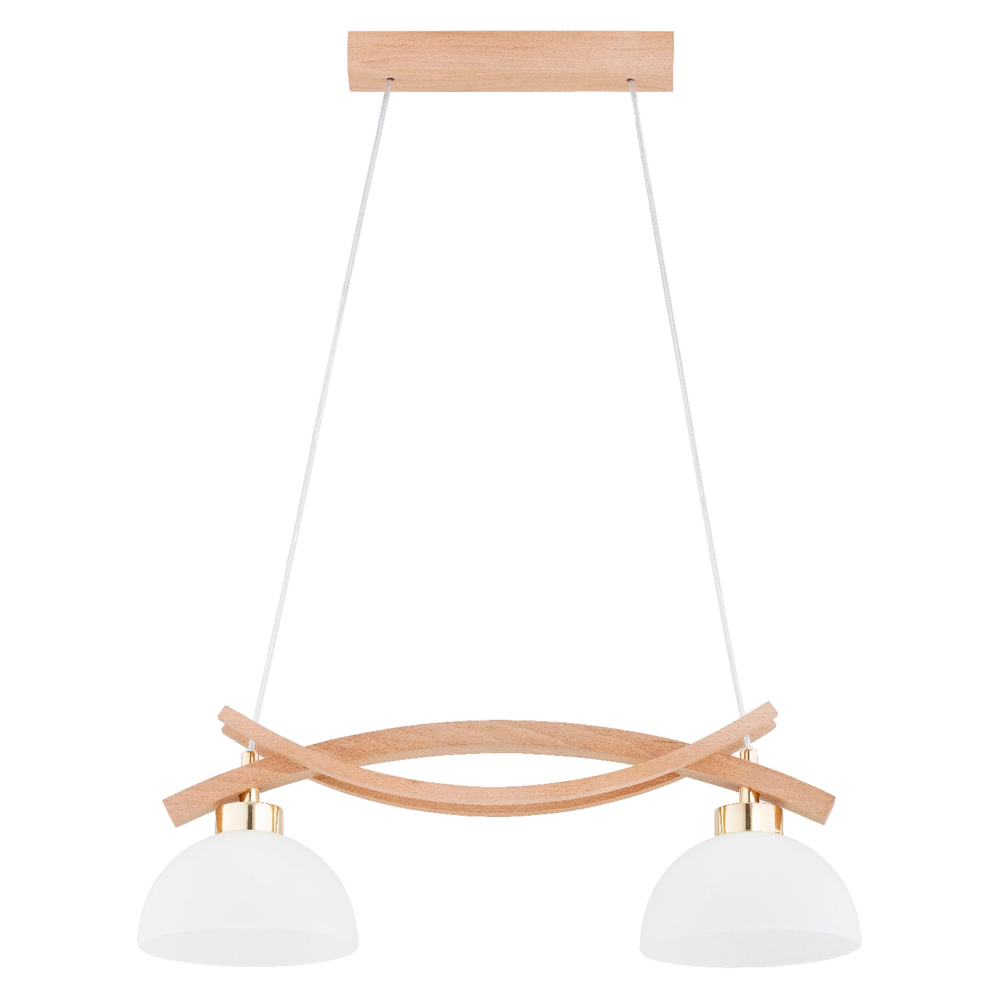 PENDANT LAMP ALFA NASA Wooden & Gold 2 x E27