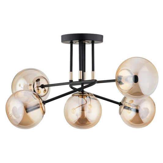CEILING LAMP ALFA ESTER Black & Gold 5 x E14