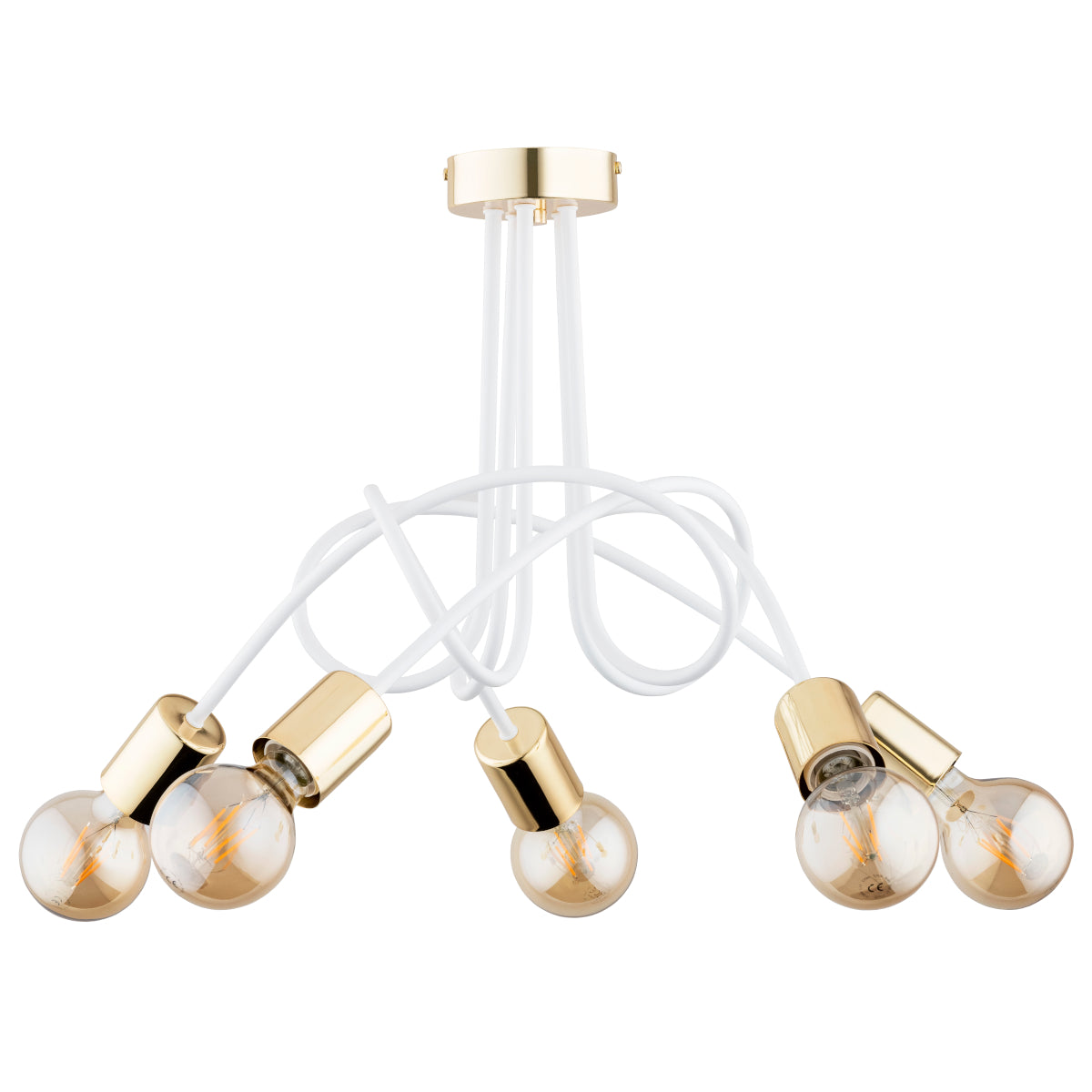 CEILING LAMP ALFA TANGO White & Gold 5 x E27