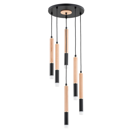 PENDANT LAMP ALFA RODEO  Wooden 6 x G9