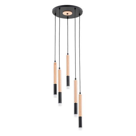 PENDANT LAMP ALFA RODEO  Wooden 5 x G9