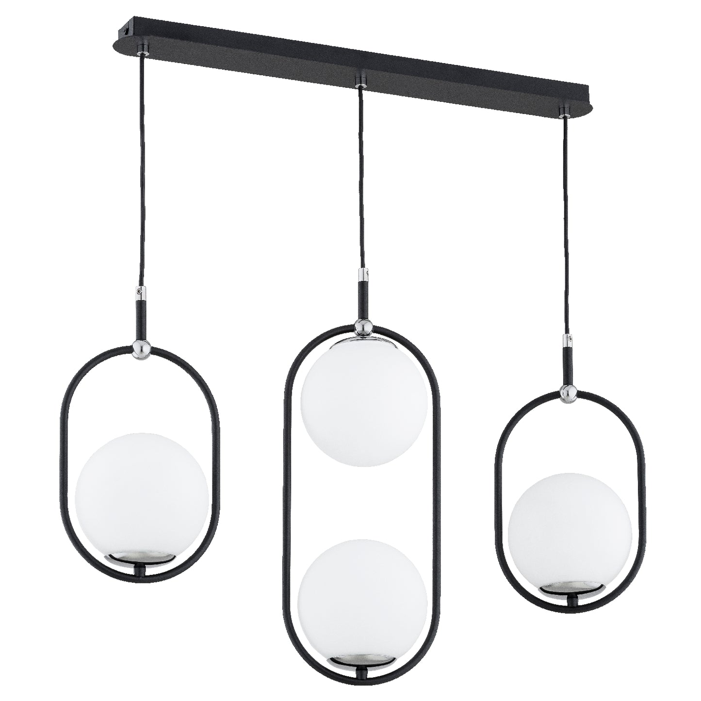PENDANT LAMP ALFA AMARO Black & Chrome 3 x E14