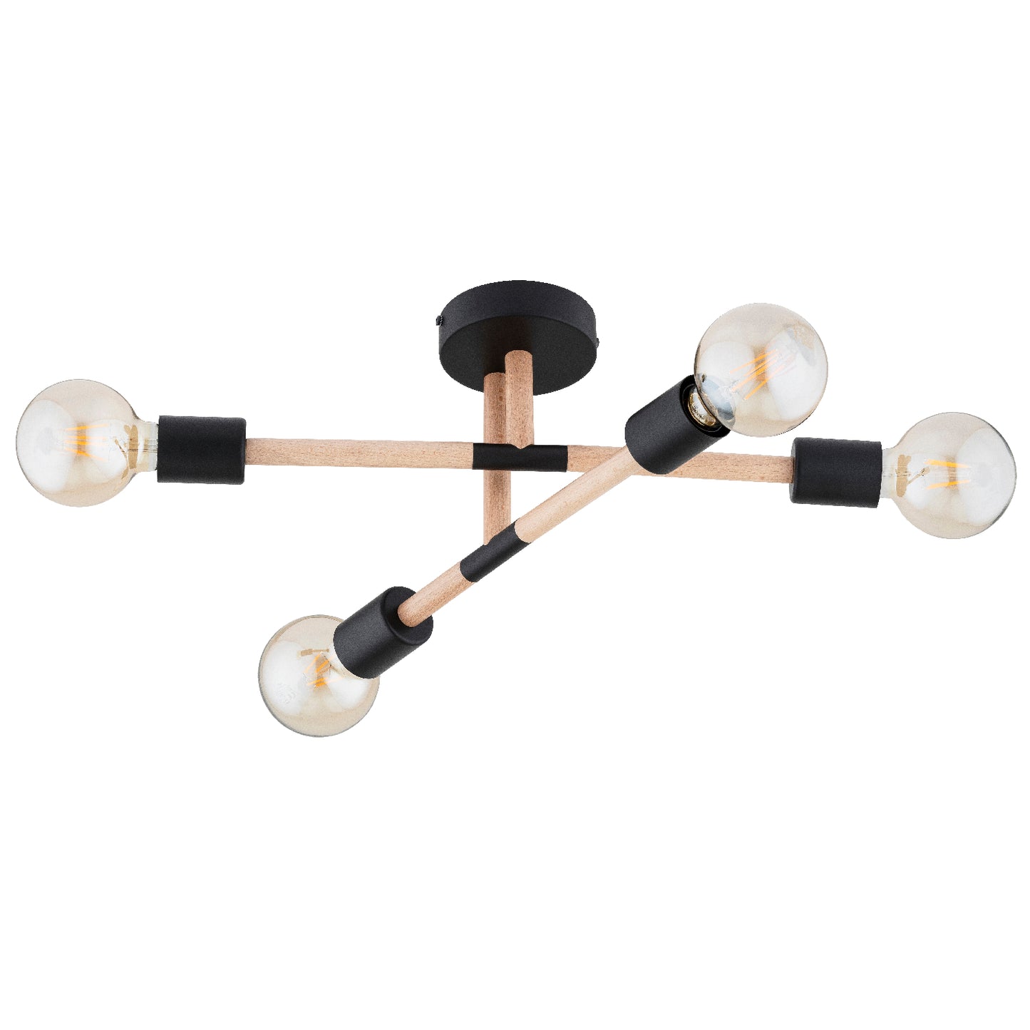 CEILING LAMP ALFA OTELLO Wooden & Black 4 x E27