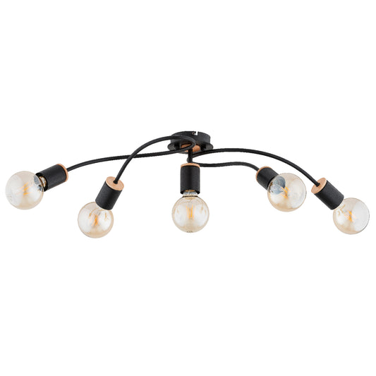 CEILING LAMP ALFA GERSO Black &  Wooden 5 x E27