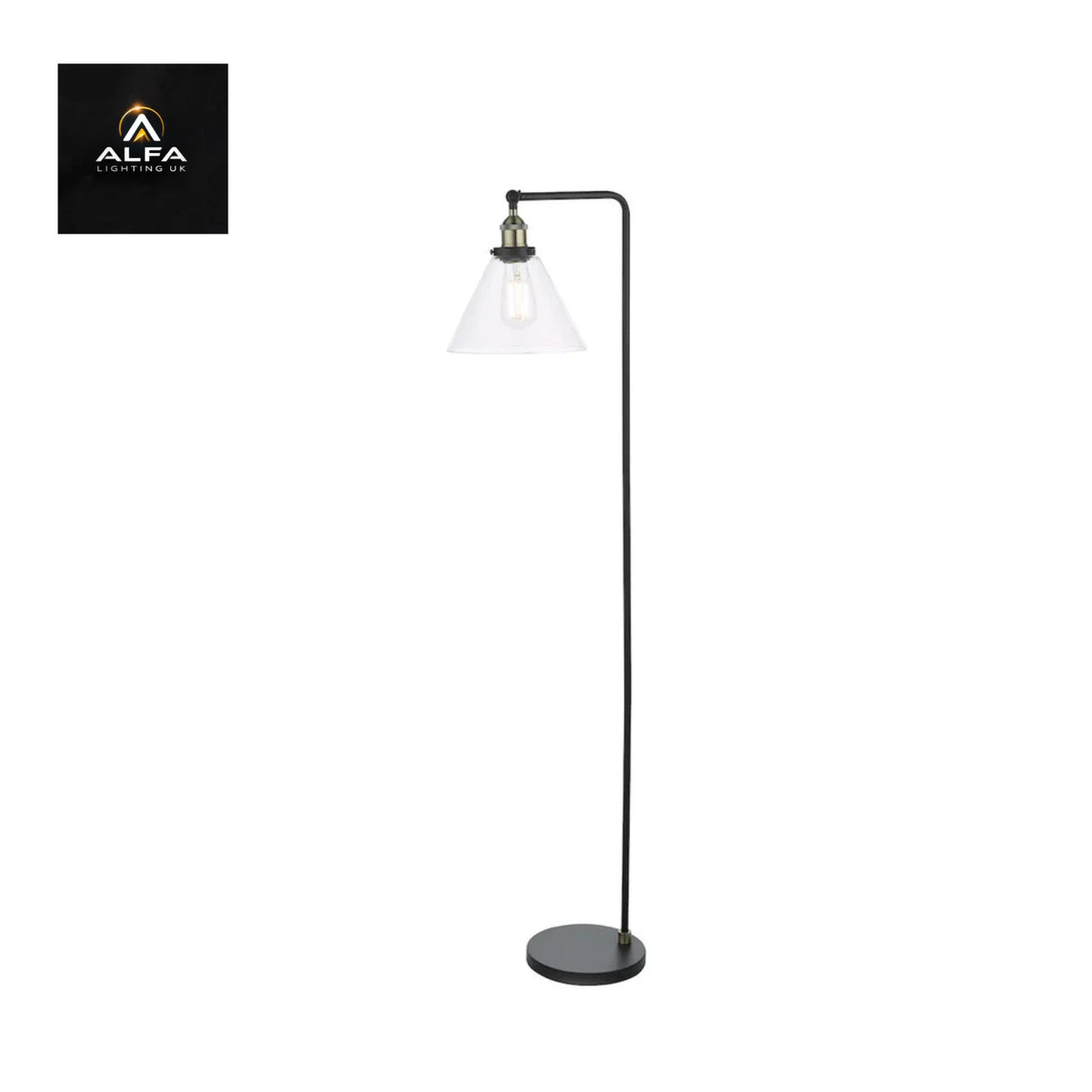 Dar | Ray 4975 | Floor Lamp | Antique Brass and Glass - CLEARANCE