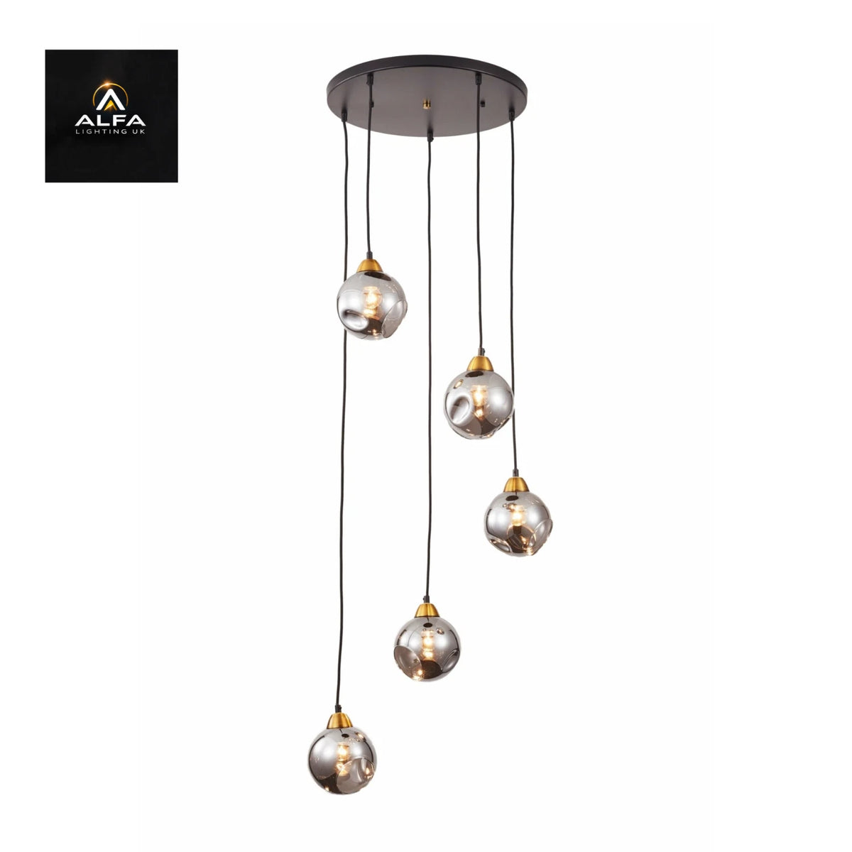 Bravo Lighting | BL14004 | DALLAS | 5 Light Pendant | Black/Gold - CLEARANCE