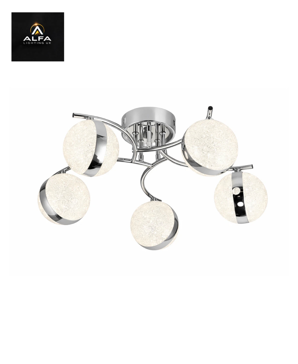 Bravo Lighting | 1168 | 5 Light LED | Semi Flush Ceiling Light | Polished Chrome - CLEARANCE