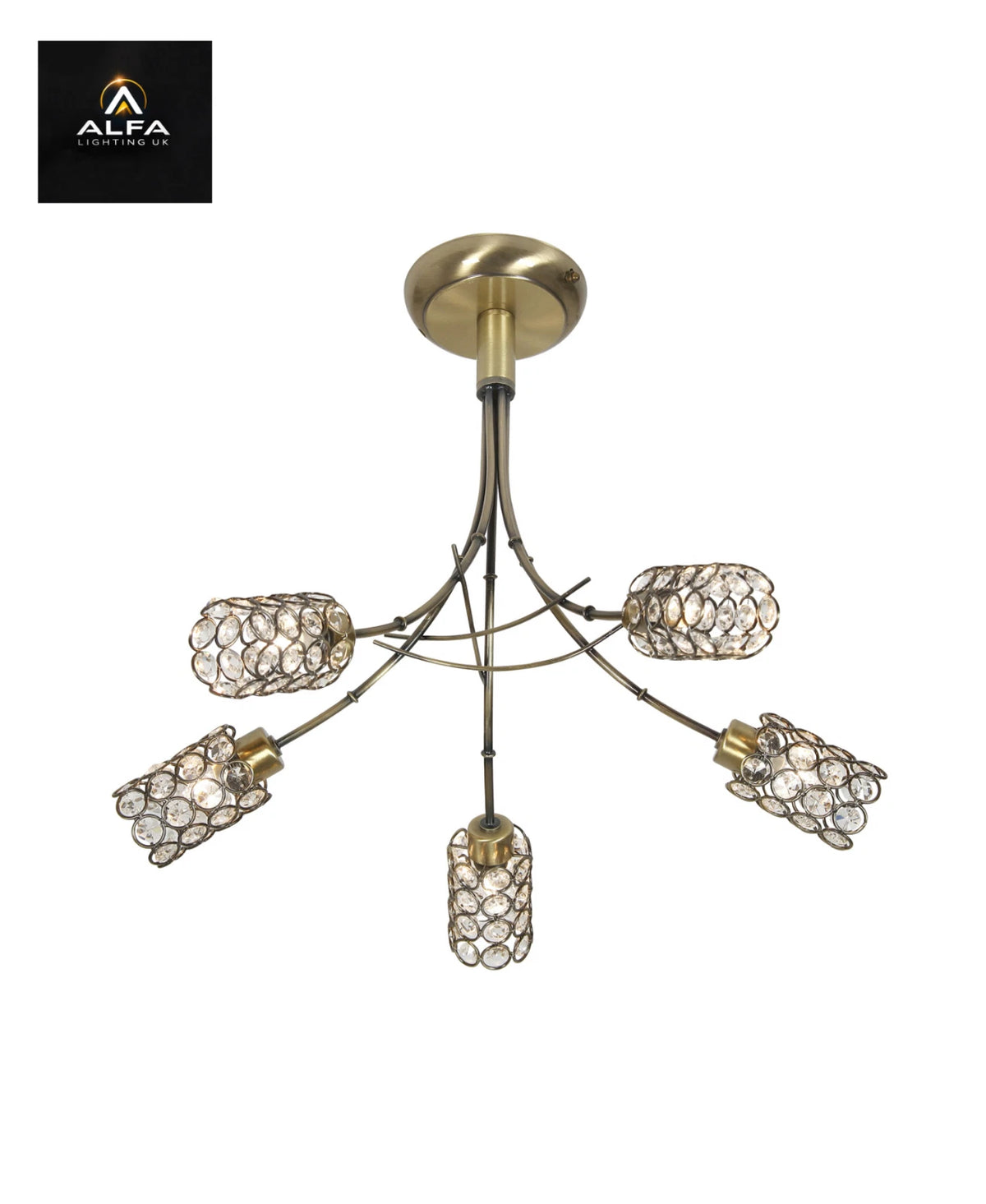 Oaks Lighting | 1931/5 | VIKA | 5 light | Semi-flush | Antique Brass - CLEARANCE