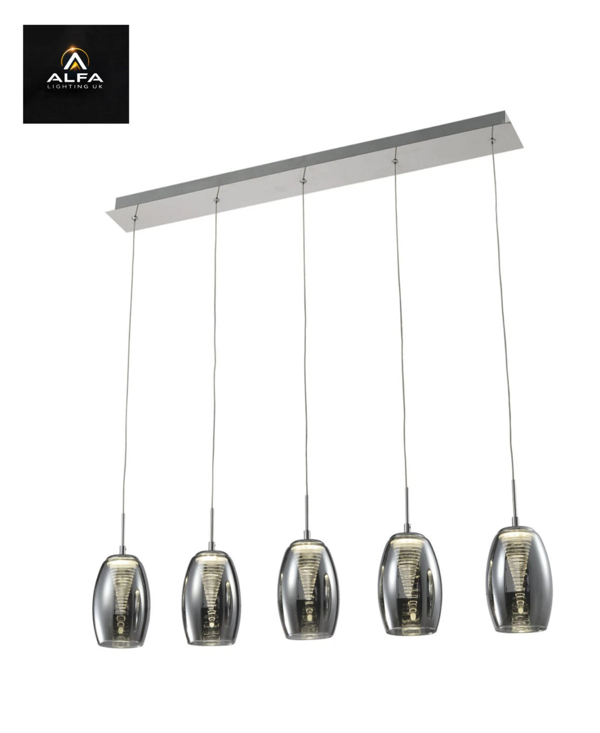 Bravo Lighting | BL13310S | COMO 5 Light LED Pendant Bar | Smoked - CLEARANCE