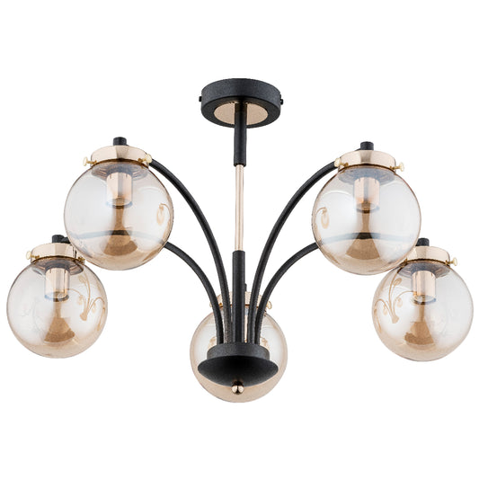 CEILING LAMP ALFA VIOLA Black & Gold 5 x E14