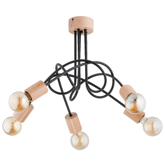CEILING LAMP ALFA TANGO  Wooden 5 x E27