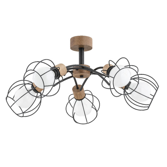 CEILING LAMP ALFA PALOMA  Wooden 5 x E27
