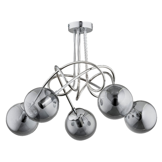 CEILING LAMP ALFA TANGO GLASS Chrome 5 x E14