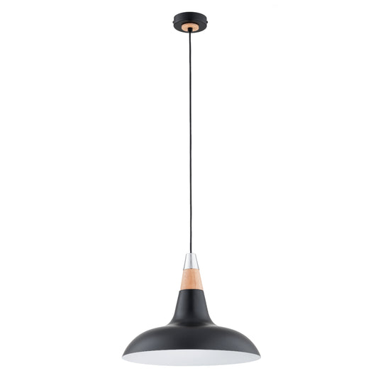 PENDANT LAMP ALFA DORO R-2 Black &  Wooden 1 x E27