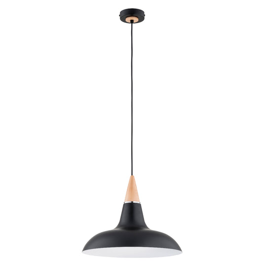PENDANT LAMP ALFA DORO R-3 Black &  Wooden 1 x E27