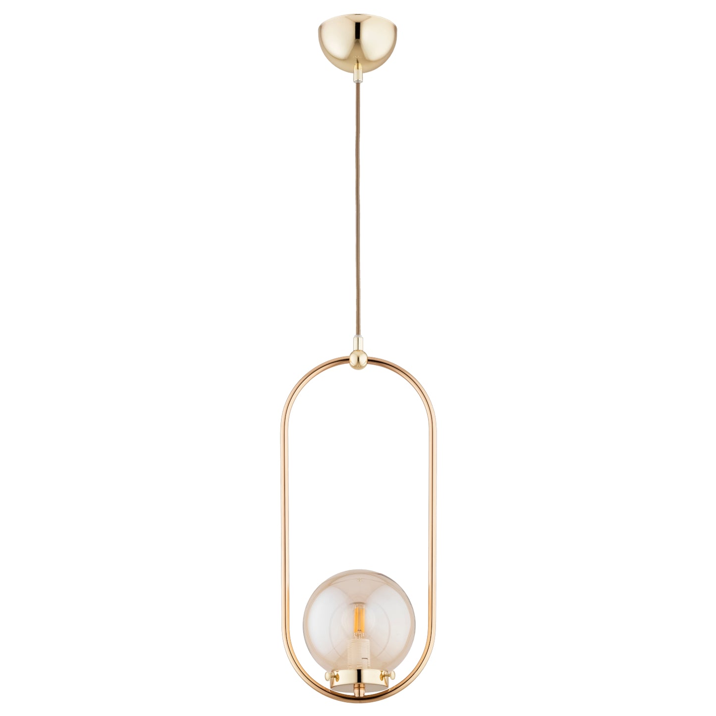 PENDANT LAMP ALFA OVAL Gold & White 1 x E14