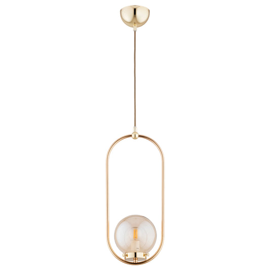 PENDANT LAMP ALFA OVAL Gold & White 1 x E14