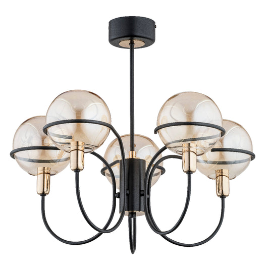 CEILING LAMP ALFA PETRA Black & Gold 5 x E14