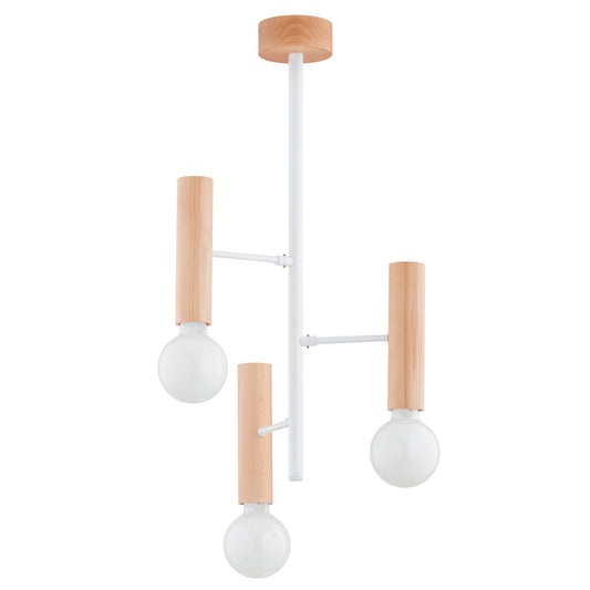 CEILING LAMP ALFA FLARA  Wooden & White 3 x E27