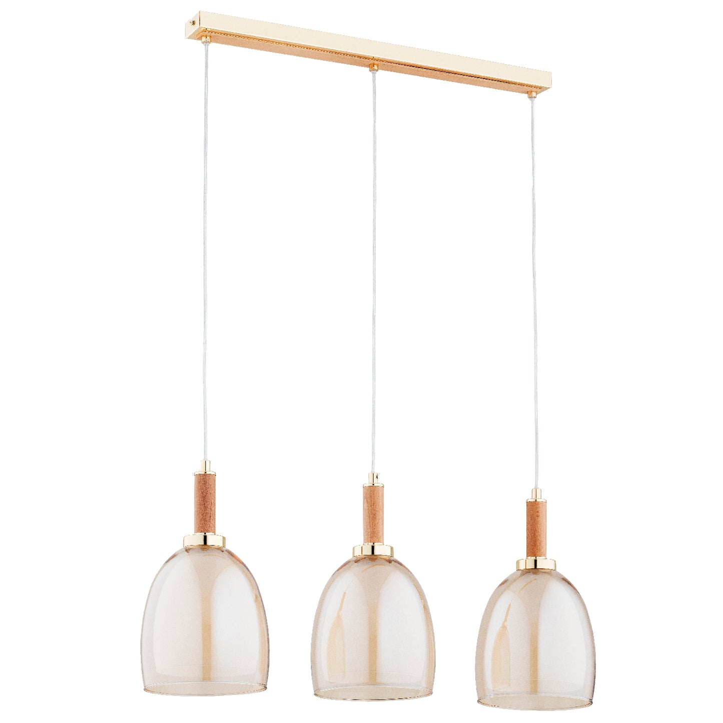 PENDANT LAMP ALFA LISSY  Wooden & Gold 3 x E27