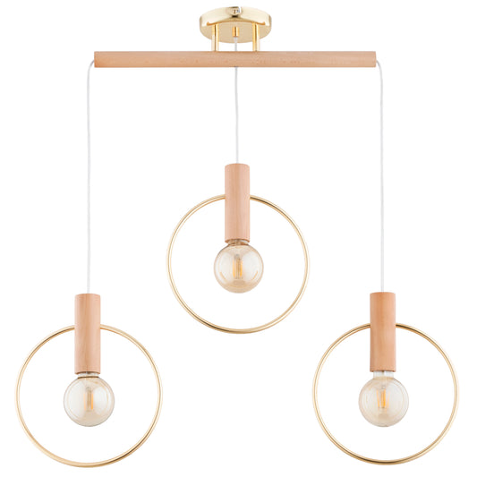 PENDANT LAMP ALFA ARISA  Wooden & Gold 3 x E27
