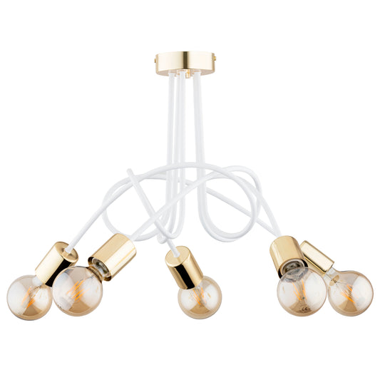CEILING LAMP ALFA TANGO White & Gold 5 x E27