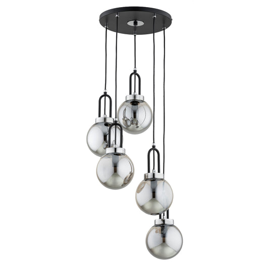 PENDANT LAMP ALFA ATORI Black & Chrome 5 x E14