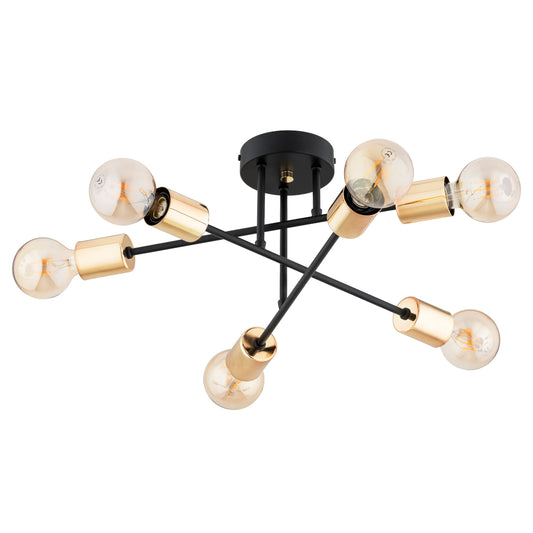 CEILING LAMP ALFA ROSA Black & Gold 6 x E27