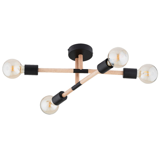 CEILING LAMP ALFA OTELLO  Wooden & Black 4 x E27