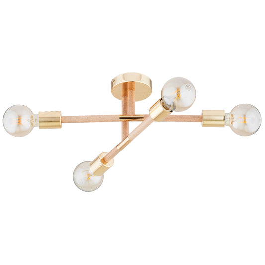 CEILING LAMP ALFA OTELLO  Wooden & Gold 4 x E27