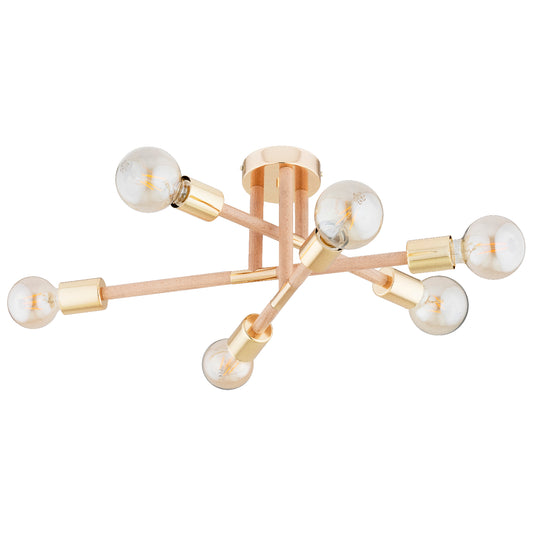 CEILING LAMP ALFA OTELLO  Wooden & Gold 6 x E27