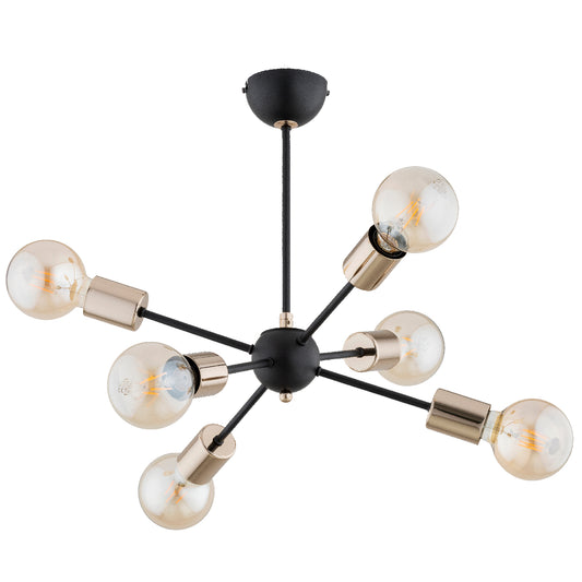 CEILING LAMP ALFA TIMOS Black & Gold 6 x E27