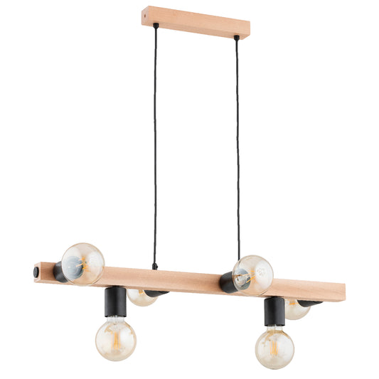 PENDANT LAMP ALFA IMPULS  Wooden 6 x E27