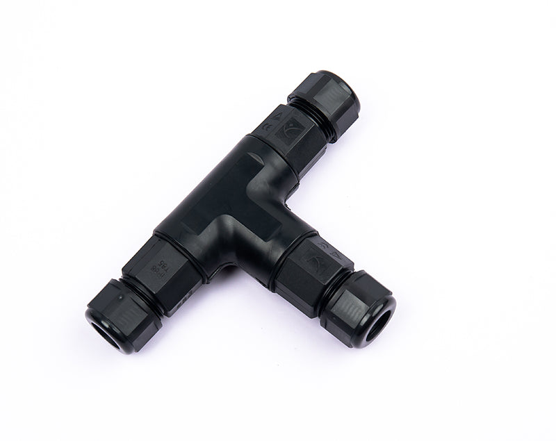 3‑Way T Cable Connector | IP68 Waterproof | Quick‑Lever Terminals