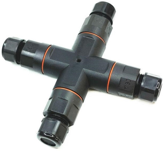 4‑Way X Cable Connector | IP68 Waterproof | Quick‑Lever Terminals