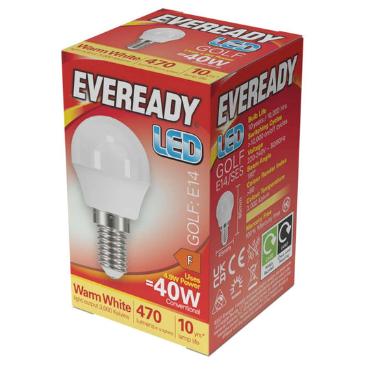 Eveready LED Golf | E14 | 4.9W | 470lm | Warm White 3000K | Single Pack
