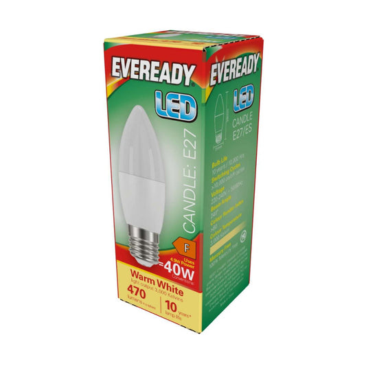 Eveready LED Candle | E27 | 4.9W | 470lm | Warm White 3000K | Single Pack