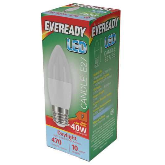 Eveready LED Candle | E27 | 4.9W |470lm | Daylight 6500K | Single Pack